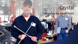  Presentation with auto repair - Amazing presentation theme having car mechanic with wrench auto backdrop and a light gray colored foreground