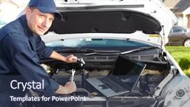  Presentation with auto repair - Amazing slides having working in auto repair shop backdrop and a ocean colored foreground