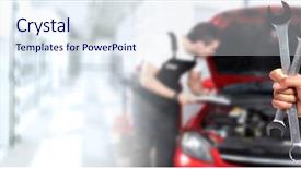  Presentation with mechanic - Presentation featuring car mechanic background and a sky blue colored foreground