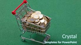  Presentation with metallic - PPT theme enhanced with car metallic time - coins in the shopping basket background and a ocean colored foreground