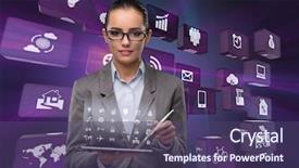  Presentation with tablet - Beautiful theme featuring car mineing - businesswoman with tablet in business backdrop and a  colored foreground