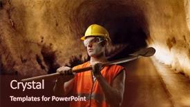  Presentation with gallery - PPT theme consisting of car mineing - worker in a gallery background and a tawny brown colored foreground