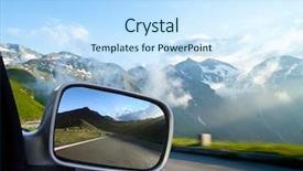  Presentation with mirror - Amazing PPT theme having car mirror concept of speed backdrop and a sky blue colored foreground