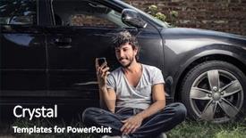  Presentation with grass waterfall - Cool new PPT theme with car mobile - handsome man sitting backdrop and a wine colored foreground
