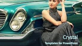  Presentation with retro - PPT theme consisting of car model - beautiful lady sitting near retro background and a wine colored foreground