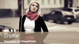  Presentation with black woman - PPT theme consisting of car model - blond woman walking background and a coral colored foreground