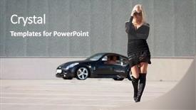  Presentation with glamorous freindship - PPT layouts featuring car model - glamorous blond babe near tuned background and a gray colored foreground