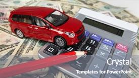 Presentation with loan car - Cool new presentation design with car money and calculator payments backdrop and a gray colored foreground