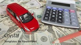  Presentation with loan car - Colorful PPT theme enhanced with car money and calculator payments backdrop and a light gray colored foreground