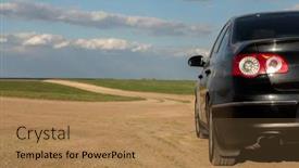  Presentation with dirt car - PPT theme featuring car-on-a-dirt-road background and a coral colored foreground