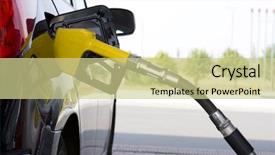  Presentation with station - Presentation having car on a filling station background and a soft green colored foreground