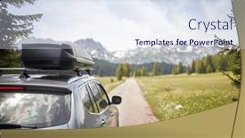  Presentation with freedom - Presentation theme featuring car-on-a-mountain-road background and a sky blue colored foreground