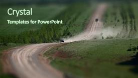  Presentation with rural road - Colorful PPT theme enhanced with car-on-a-rural-road backdrop and a tawny brown colored foreground