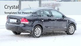  Presentation with car drift - Amazing theme having car on a snow-covered backdrop and a light blue colored foreground