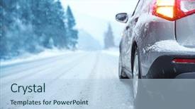  Presentation with country - Slide set consisting of car on country road background and a light blue colored foreground