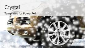  Presentation with road safety rules - PPT theme with car on road and snow background and a white colored foreground