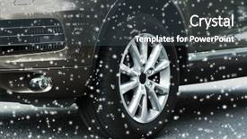  Presentation with snow - Cool new PPT theme with car on road and snow backdrop and a dark gray colored foreground