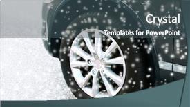  Presentation with road safety to security reduce - Presentation theme having car on road and snow background and a ocean colored foreground