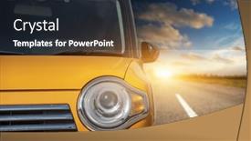  Presentation with car design - Presentation theme consisting of car-on-road-element background and a wine colored foreground