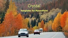  Presentation with banff national park - Presentation theme having car-on-road-in-banff background and a tawny brown colored foreground