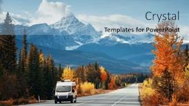  Presentation with car park - Slide deck consisting of car-on-road-in-banff background and a light blue colored foreground