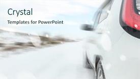  Presentation with car drift - Theme having car on winter road background and a sky blue colored foreground