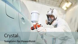  Presentation with gun - Slide deck having car painter with painting gun background and a light gray colored foreground