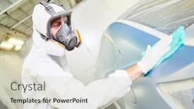  Presentation with automobile - Cool new slides with car-painter-with-wiping-automobile backdrop and a light gray colored foreground