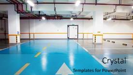  Presentation with car park - Presentation with german white pony with bridle against gray background portrait background and a light gray colored foreground