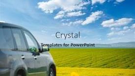  Presentation with country photo - Audience pleasing PPT layouts consisting of car-parked-in-a-green backdrop and a light blue colored foreground