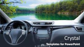  Presentation with lake front - Cool new PPT theme with car-parked-in-front backdrop and a ocean colored foreground