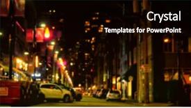  Presentation with city buildings - Beautiful slide deck featuring car parked on street amidst backdrop and a  colored foreground