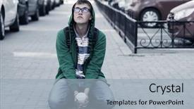  Presentation with 3d man sitting question mark - Beautiful presentation featuring car parking college - young man sitting backdrop and a light blue colored foreground