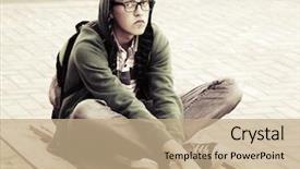  Presentation with young - Presentation theme enhanced with car parking college - young man sitting background and a coral colored foreground