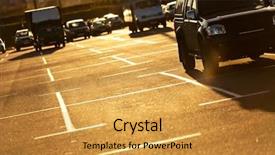  Presentation with car parking - Presentation theme enhanced with car parking red sunset light background and a yellow colored foreground