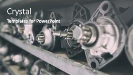  Presentation with parts - Slide deck with car-parts-on-the-racks background and a dark gray colored foreground