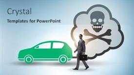  Presentation with pollution - Slide set consisting of car-pollution-in-ecological-concept background and a light blue colored foreground