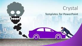  Presentation with pollution - Presentation theme consisting of car-pollution-in-ecological-concept background and a cool aqua colored foreground