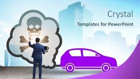  Presentation with pollution - PPT layouts consisting of car-pollution-in-ecological-concept background and a cool aqua colored foreground