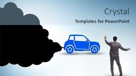  Presentation with pollution - PPT theme having car-pollution-in-ecological-concept background and a light blue colored foreground