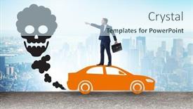  Presentation with pollution - Presentation design featuring car-pollution-in-ecological-concept background and a sky blue colored foreground