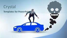  Presentation with pollution - PPT layouts with car-pollution-in-ecological-concept background and a light blue colored foreground