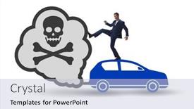  Presentation with pollution - Presentation design consisting of car-pollution-in-ecological-concept background and a light blue colored foreground