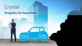  Presentation with pollution - Slides having car-pollution-in-ecological-concept background and a light blue colored foreground