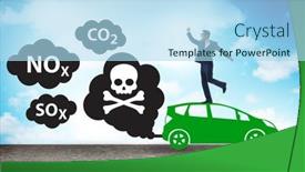  Presentation with pollution - Presentation theme enhanced with car-pollution-in-ecological-concept background and a light blue colored foreground