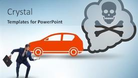  Presentation with pollution - Slide deck having car-pollution-in-ecological-concept background and a light blue colored foreground