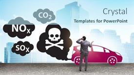  Presentation with pollution - Presentation with car-pollution-in-ecological-concept background and a cool aqua colored foreground