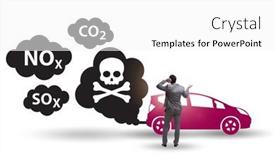  Presentation with pollution - Presentation design with car-pollution-in-ecological-concept background and a white colored foreground