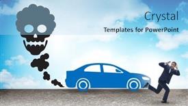  Presentation with pollution - Slide deck featuring car-pollution-in-ecological-concept background and a light blue colored foreground