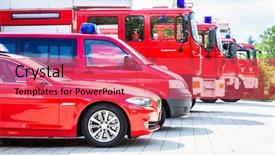  Presentation with fire truck - Cool new PPT layouts with car pool with fire engines backdrop and a red colored foreground